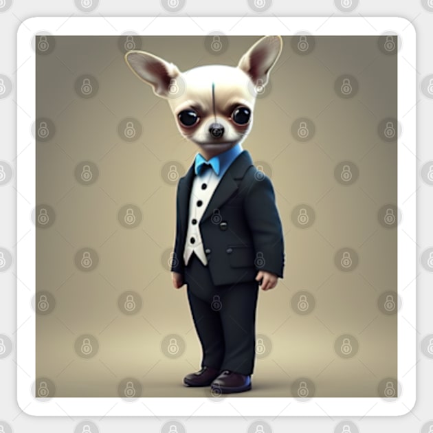 Chihuahua in suit Sticker by IDesign23